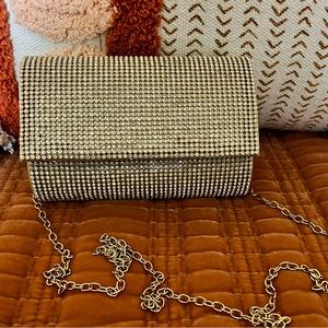 Small Gold & Crystal Dress Clutch